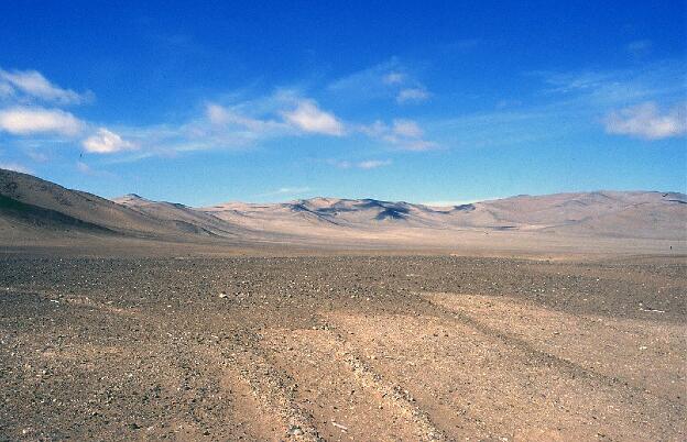 Endlich in der Wüste: Nördlich von Copiapó - die erste Begegnung mit der Atacama.